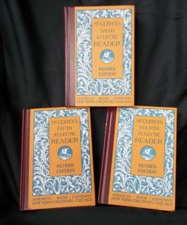 McGuffey Eclectic Readers Primer + 4 BOOKS Alcott DeFoe Poetry