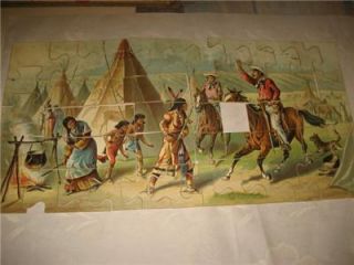 McLoughlin Bros Copyrighted 1884 Indian Camp Scroll Puzzle