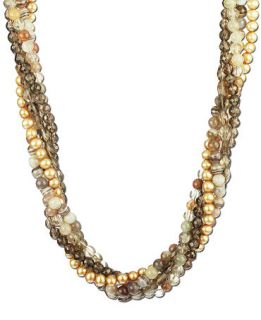 Necklace, Cultured Freshwater Pearl (4 4 1/2mm), Smokey Quartz (77