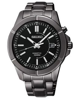 Seiko Watch, Mens Kinetic Black Ion Finish Stainless Steel Bracelet
