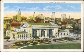 Postcard Union Station from Liberty Memorial Kansas City MO 40