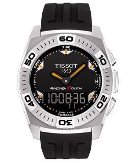 Tissot Watch, Mens Swiss Racing Touch Black Rubber Strap 46x43mm