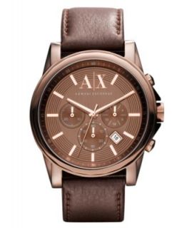 Armani Exchange Watch, Mens Chronograph Dark Brown Leather Strap