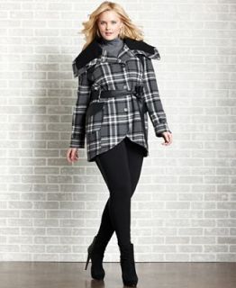 Dollhouse Plus Size Coat, Plaid Single Breasted Belted
