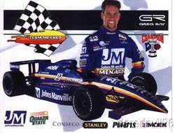 2001 Greg Ray Team Menard Oldsmobile Indy Car Postcard