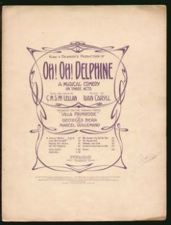 Oh Oh Delphine 1912 Venus Waltz Broadway Song Vintage Sheet Music