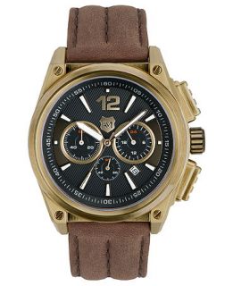 Andrew Marc Watch, Mens Chronograph GIII Racer Brown Leather Strap