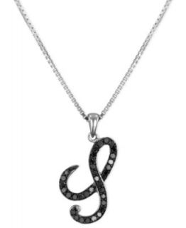 Sterling Silver Necklace, Black Diamond P Initial Pendant (1/4 ct. t