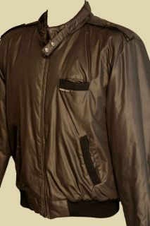 Mens Black Puffy Quilted Lined Members Only Jacket Bomber Coat