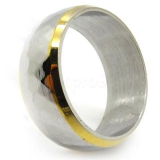 Mens Gold Silver Rhomb Finger Wedding Ring Stainless Steel Stunning