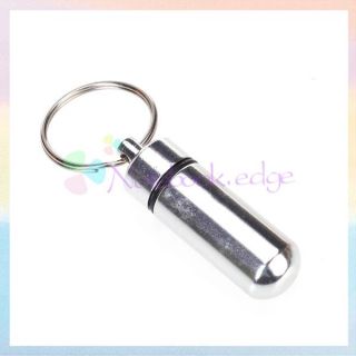 Waterproof 1 Silver Pill Fob Case Box Holder Container Keychain