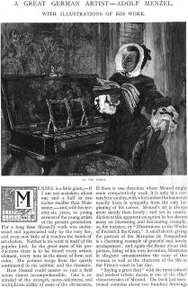 German Artist Adolf Menzel Tiger Carl Marr 1891 Article w Samples of