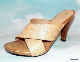 Michael Kors Tooled Leather Mule Sandals Mexican Tourist Sz 7 5