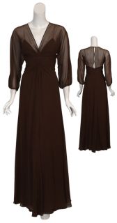 Melinda Eng Luscious Chocolate Silk Gown Dress 6 New