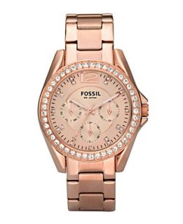 Fossil Watch, Womens Riley Rose Gold Plated Stainless Steel Bracelet