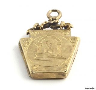 1855 Knights Templar Royal Arch Keystone Masonic Fob   14k Gold Masons