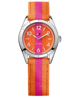 Tommy Hilfiger Watch, Womens Orange and Pink Grosgrain Strap 30mm