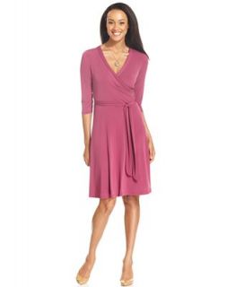 AGB Dress, Three Quarter Sleeve Belted Faux Wrap