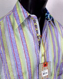 NWT Mens Button Up Woven Robert Graham Rana Sport Shirt in Multi Color