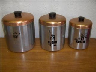 Stainless Steel or Aluminum Copper Canister Set 3 PC USA
