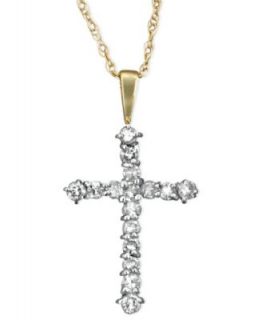 14k Gold Diamond Accent Cross Pendant   Necklaces   Jewelry & Watches