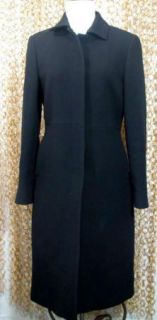 Crew Womens Gorgeous Black Long Length Lined Wool Dress Coat Sz 4