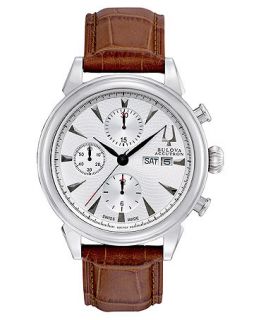 Bulova Accutron Watch, Mens Swiss Automatic Chronograph Gemini Brown