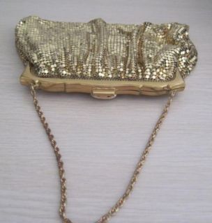VintageWhiting & Davis GOLD MESH w RHINESTONE CLASP Evening Bag/Purse