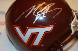 Michael Vick Autographed Virginia Tech Riddell Mini Helmet JSA