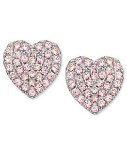 CRISLU Childrens Earrings, Platinum Over Sterling Silver Heart Pink