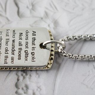 tag military serial number chain poem steel pendant necklace 18 chain