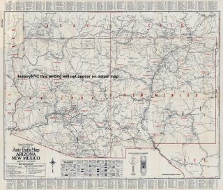 1925 Auto Trails Automobile Map Arizona New Mexico