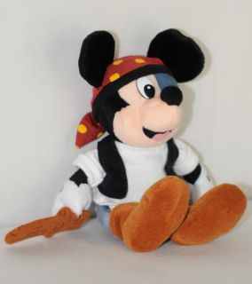 Disney Pirate Mickey Mouse Plush Eye Patch Sword Hat Scarf Stuffed