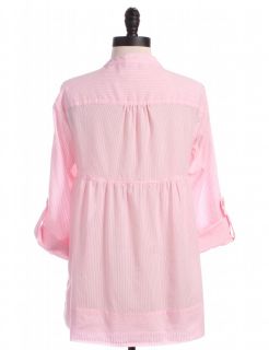Michael Michael Kors Pink Tab Sleeve Babydoll Blouse Sz M Top Shirt