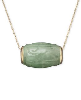 14k Gold Necklace, Jade Carved Barrel Pendant   FINE JEWELRY   Jewelry