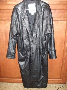 Middlebrook Park Genuine Leather Long Ladies Winter Trench Coat Black