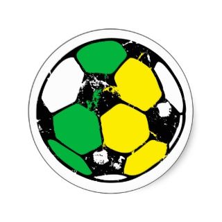 Soccer ball green and yellow round stickers
