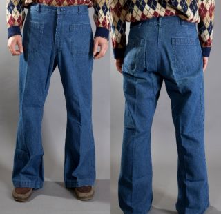 Vintage Mens Military Uniform Jean Denim Blue Trousers Pants Navy Sz