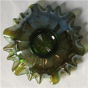 Millersburg Blackberry Wreath Green Carnival Glass Large Bowl