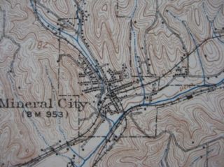 1912 Greenville Treaty Map Dover Ohio Canal Railroads Tuscarawas River
