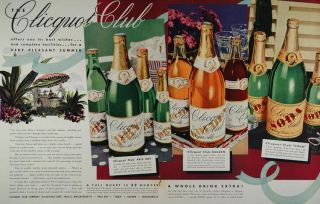 Page Ad Clicquot Club Ginger Ale Millis MA Original Advertising