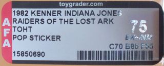 Kenner ROTLA Indiana Jones Toht AFA 75 EX Pop Sticker