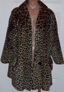 Dan Millstein True Vintage 1940s 1950 Womens Faux Fur Leopard Swing