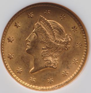 This is a 1852 Type 1 Gold $1 Coin graded and authenticated by NGC in