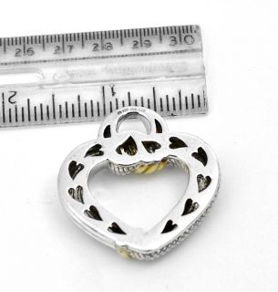 Judith Ripka 18K Gold Sterling Silver Diamond Heart Pendant 4 Necklace