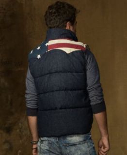 Denim & Supply Ralph Lauren Vest, Denim Flag Patch Down Vest