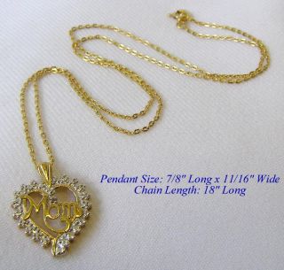 JCM Sterling Silver Gold Vermeil Mother Mom Heart Necklace Pendant