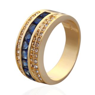 Brand Deluxe Mens 10KT Gold Filled Garnet Topaz Sapphire Gem Ring Size