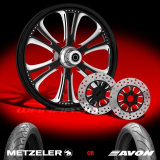 Czar Eclipse 21 Front Wheel, Tire & Dual Rotors for 2000 13 Harley