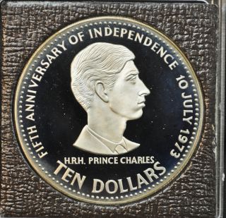 1978 Bahamas Ten Dollars Proof Silver Coin Prince Charles